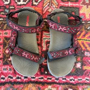 Teva Kids Red and Black Patterned Strap Sandals